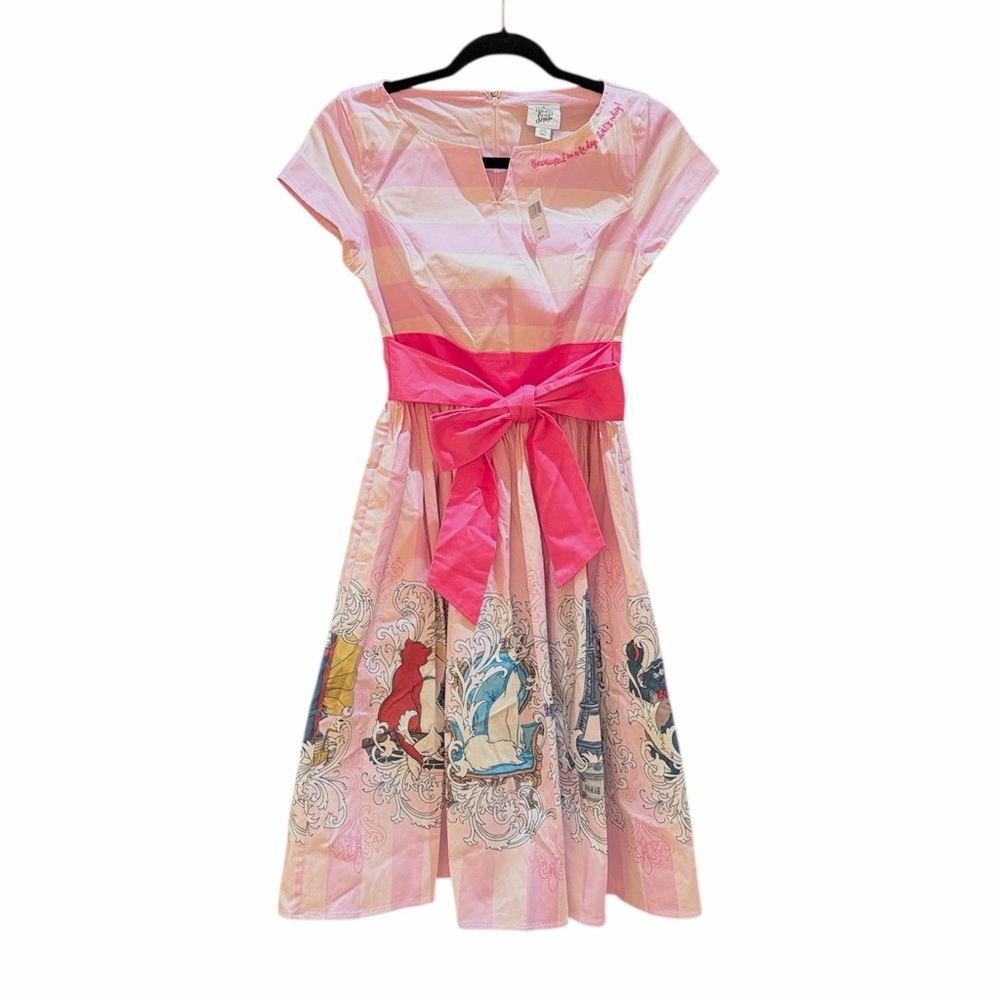 Disney’s The Dress Shop “Aristocats” Pink Striped Midi Dress with Bow